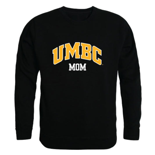UMBC University of Maryland Baltimore Retrievers Mom Fleece Crewneck Pullover Sweatshirt Black Small-Campus-Wardrobe