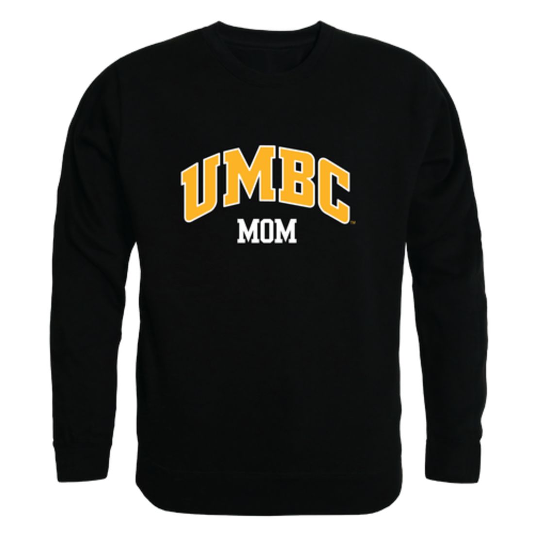 UMBC University of Maryland Baltimore Retrievers Mom Fleece Crewneck Pullover Sweatshirt Black Small-Campus-Wardrobe