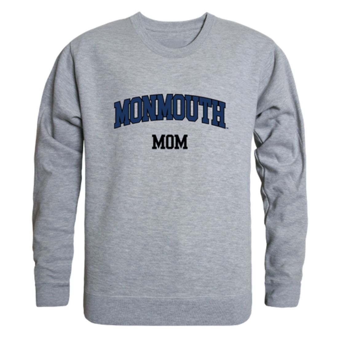 Monmouth University Hawks Mom Fleece Crewneck Pullover Sweatshirt Heather Grey Small-Campus-Wardrobe