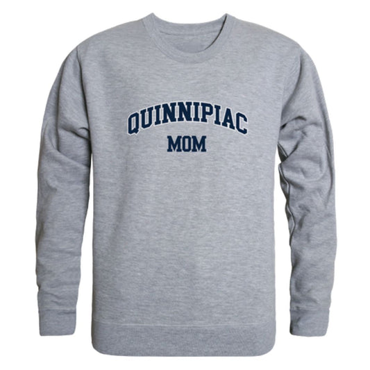 QU Quinnipiac University Bobcats Mom Fleece Crewneck Pullover Sweatshirt Heather Grey Small-Campus-Wardrobe