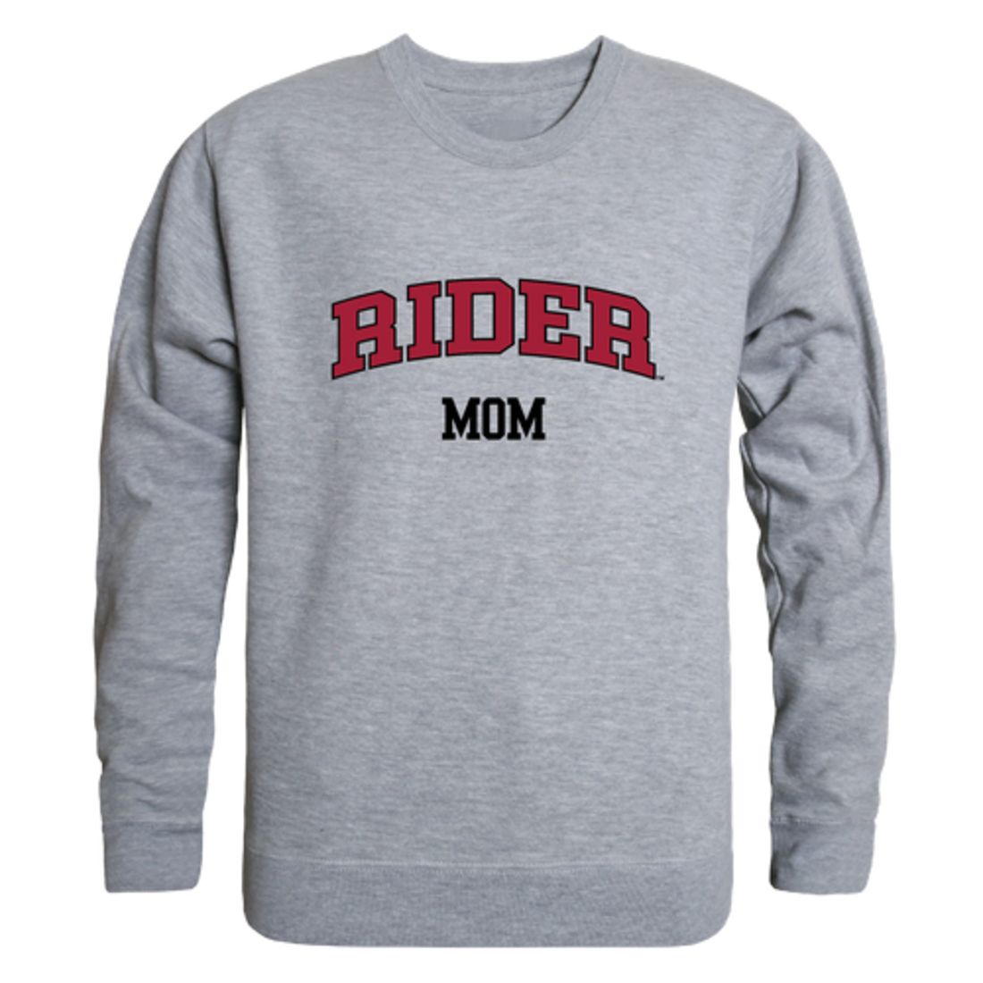 Rider University Broncs Mom Fleece Crewneck Pullover Sweatshirt Heather Charcoal Small-Campus-Wardrobe