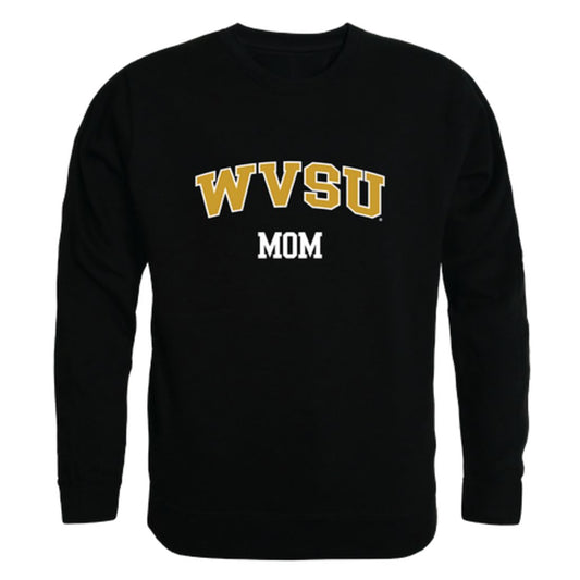 WVSU West Virginia State University Yellow Jackets Mom Fleece Crewneck Pullover Sweatshirt Black Small-Campus-Wardrobe