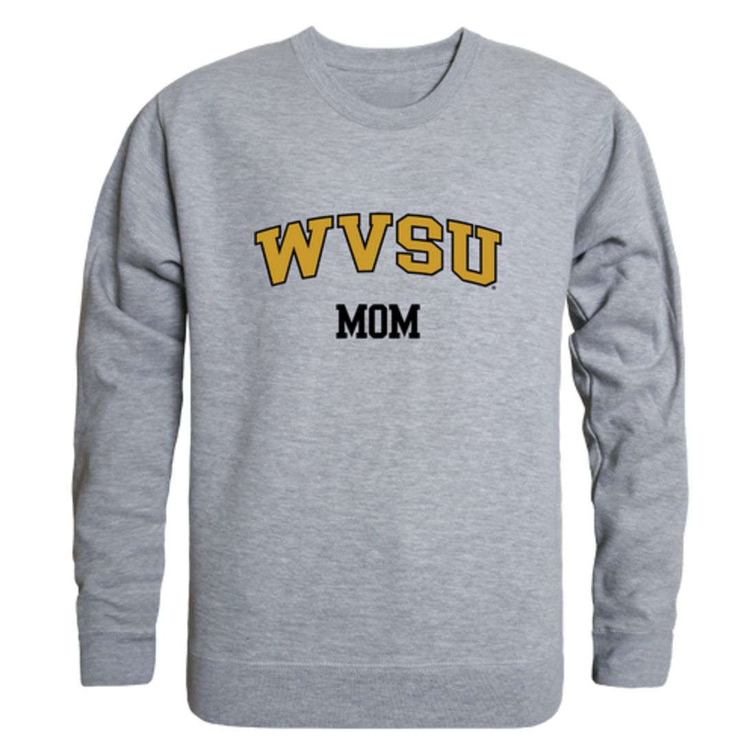 WVSU West Virginia State University Yellow Jackets Mom Fleece Crewneck Pullover Sweatshirt Black Small-Campus-Wardrobe