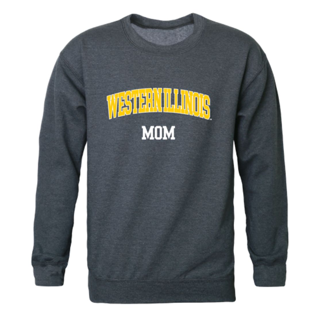 WIU Western Illinois University Leathernecks Mom Fleece Crewneck Pullover Sweatshirt Heather Charcoal Small-Campus-Wardrobe