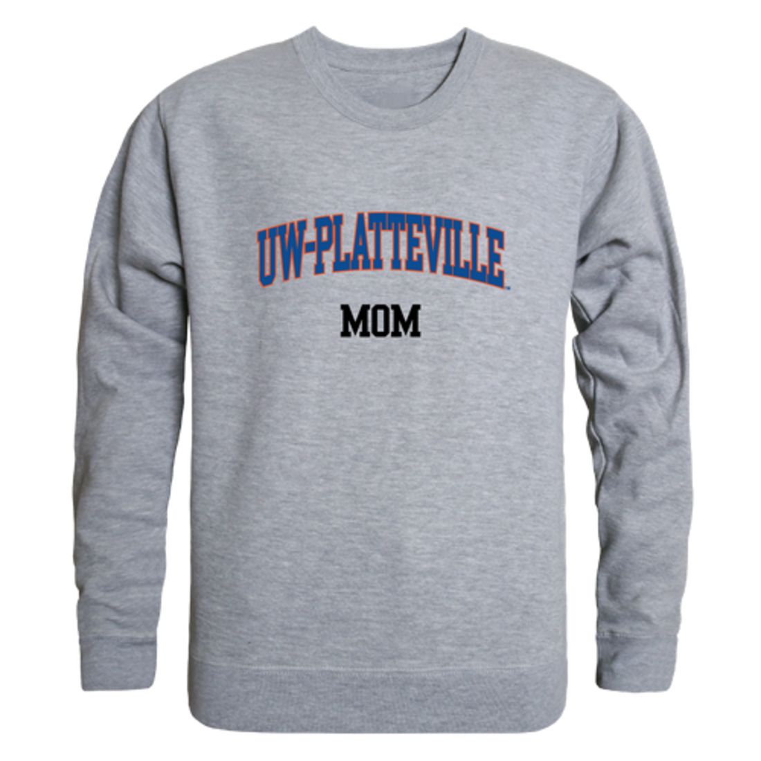 UW University of Wisconsin Platteville Pioneers Mom Fleece Crewneck Pullover Sweatshirt Heather Grey Small-Campus-Wardrobe