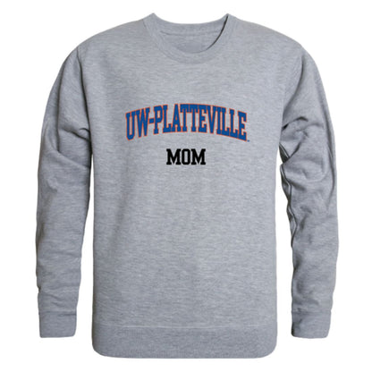 UW University of Wisconsin Platteville Pioneers Mom Fleece Crewneck Pullover Sweatshirt Heather Grey Small-Campus-Wardrobe