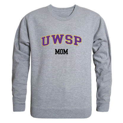 UWSP University of Wisconsin Stevens Point Pointers Mom Fleece Crewneck Pullover Sweatshirt Heather Charcoal Small-Campus-Wardrobe