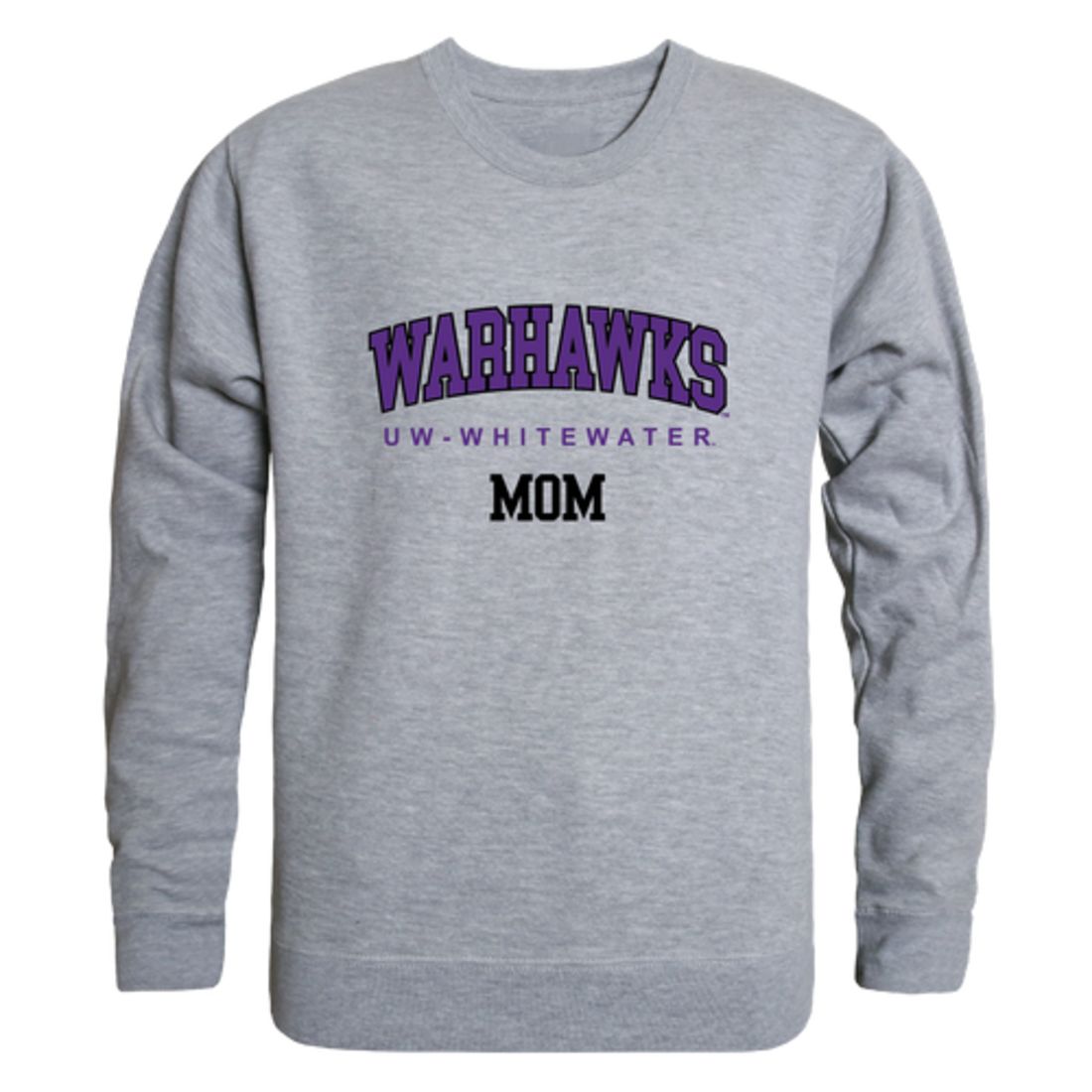 UWW University of Wisconsin Whitewater Warhawks Mom Fleece Crewneck Pullover Sweatshirt Heather Charcoal Small-Campus-Wardrobe