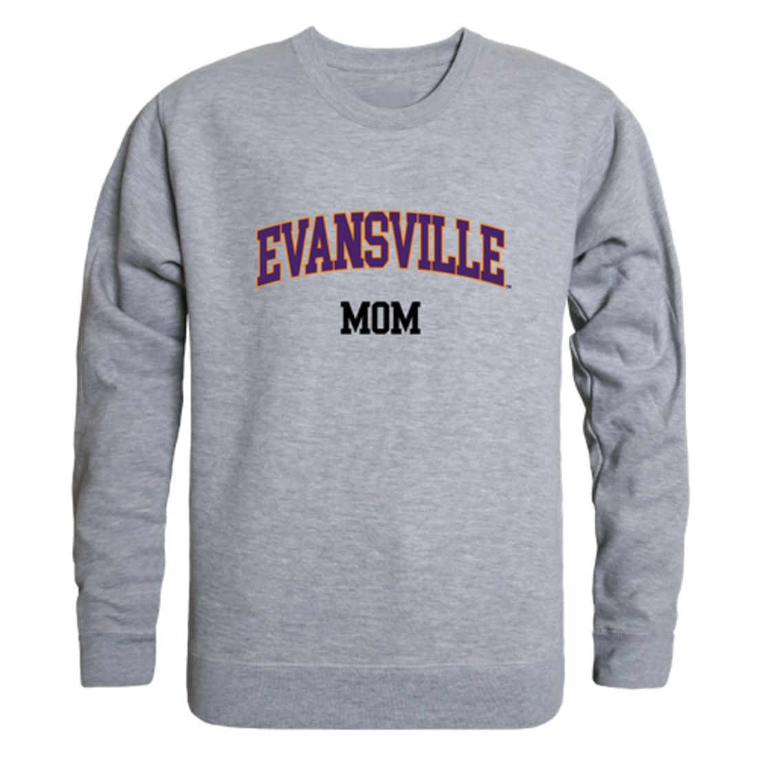 University of Evansville Purple Aces Mom Fleece Crewneck Pullover Sweatshirt Heather Charcoal Small-Campus-Wardrobe