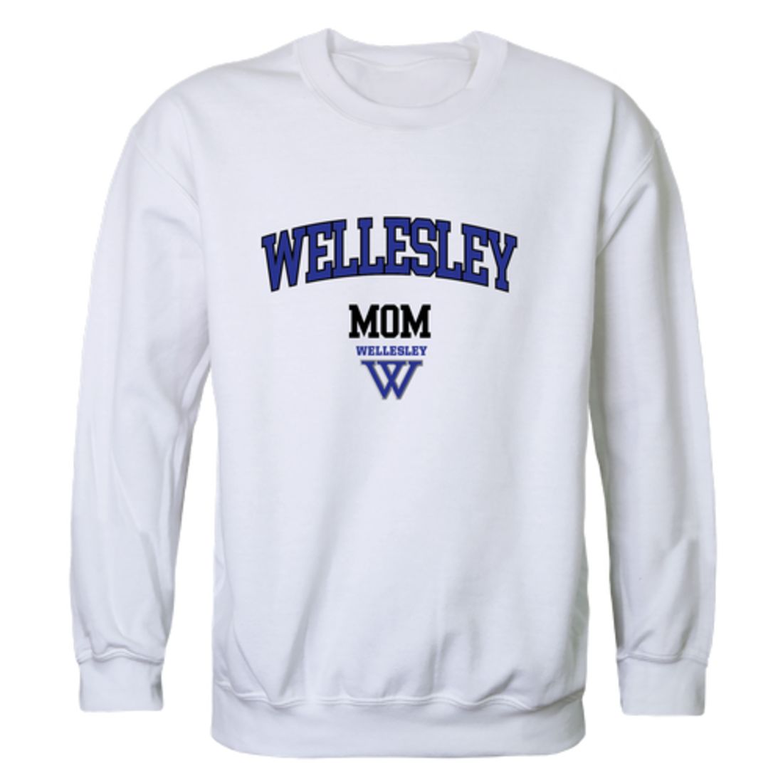 Wellesley College Blue Mom Fleece Crewneck Pullover Sweatshirt