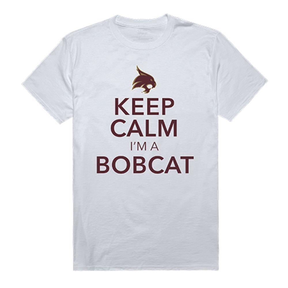 Texas State University Boko the Bobcat NCAA Keep Calm Tee T-Shirt White-Campus-Wardrobe