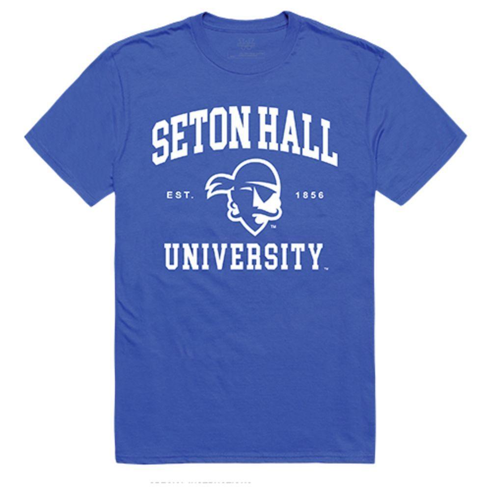 Seton Hall University Pirates NCAA Seal Tee T-Shirt Royal-Campus-Wardrobe