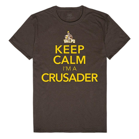 Valparaiso University Crusaders NCAA Keep Calm Tee T-Shirt Brown-Campus-Wardrobe