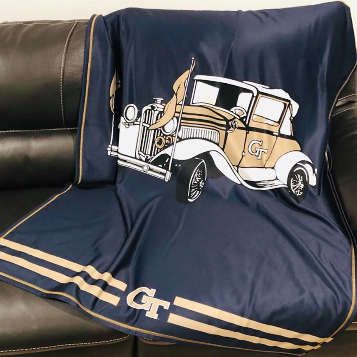 North Florida Ospreys Game Day Soft Premium Fleece Navy Throw Blanket 40 x 58 Logo and Stripes