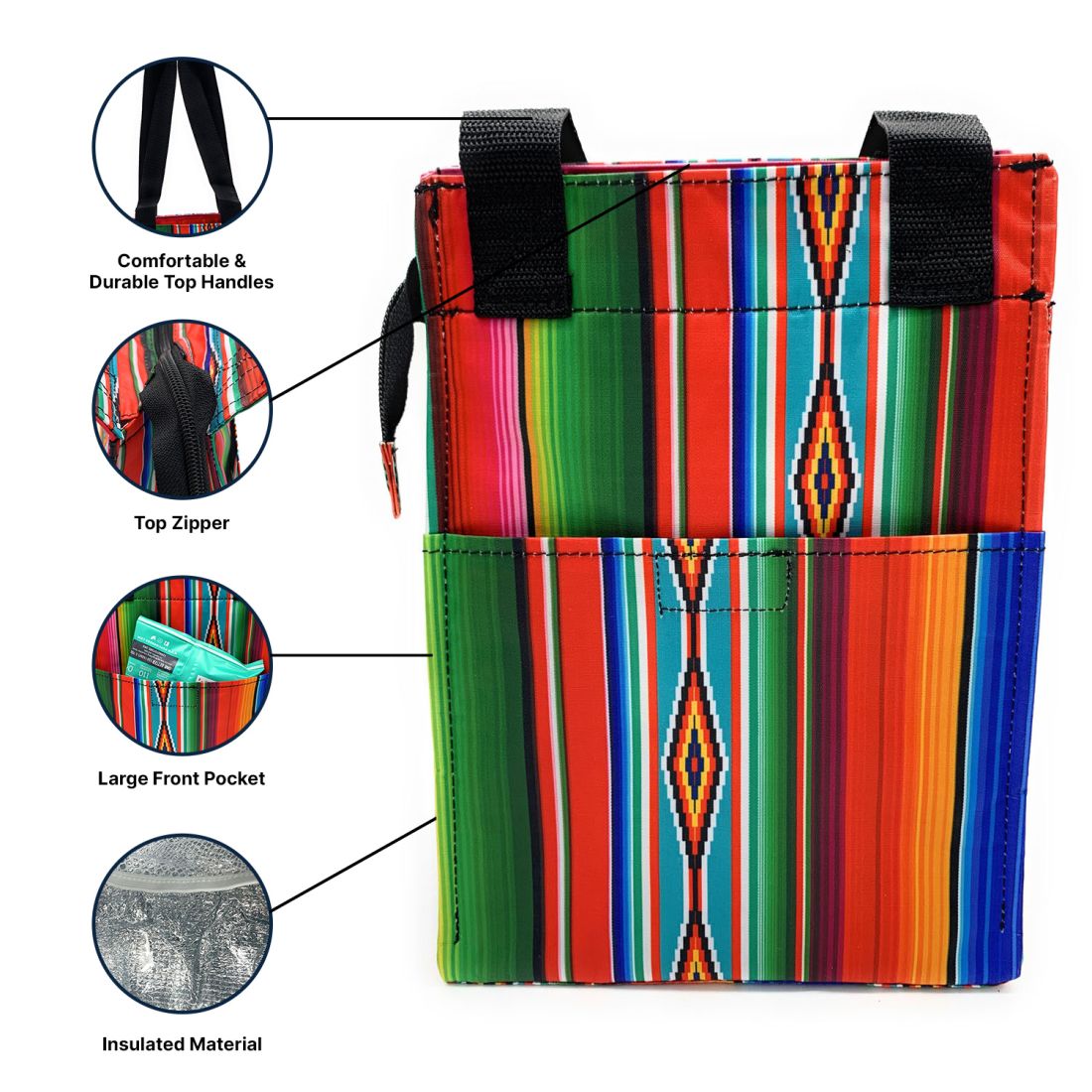 Empire Cove Insulated Lunch Bag Kids Adults Cooler Food Tote Picnic Travel Stripe
