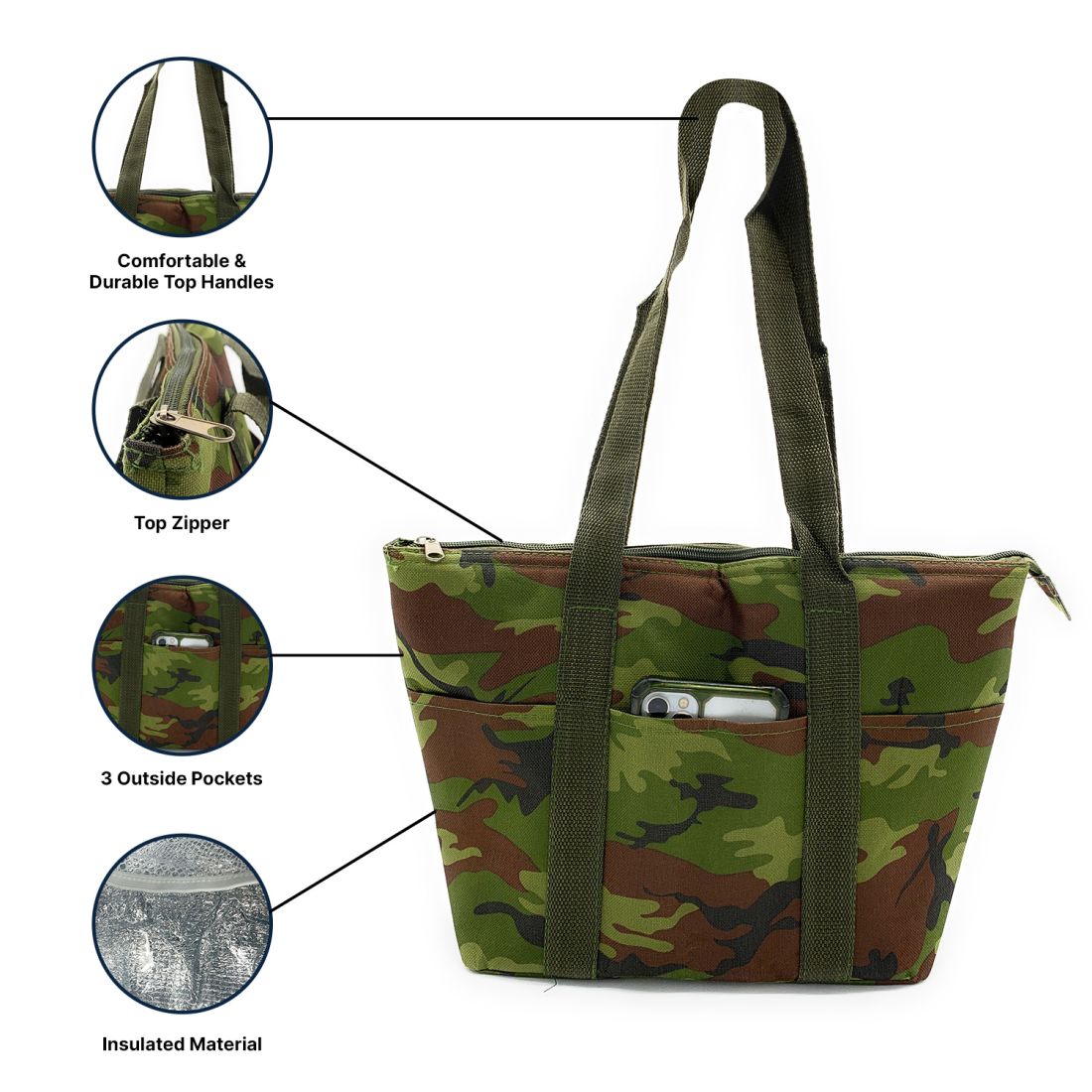 MIER Large Insulated Lunch Bag Meal Prep Cooler Tote, Camo
