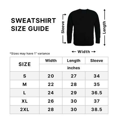 Crewneck Sweatshirts Size Chart