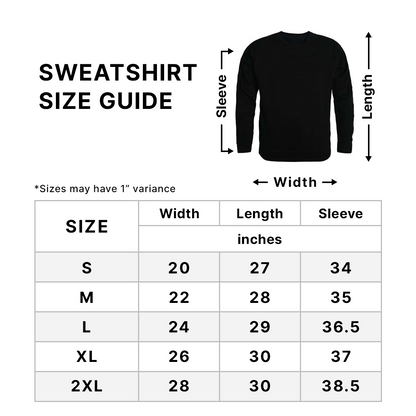 Crewneck Sweatshirt Size Chart