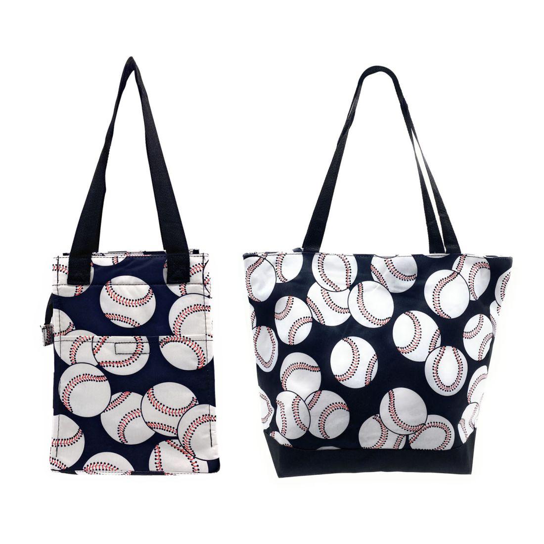 Empire Cove 2 Piece Gift Set Baseball Large Tote Bag Insulated Lunch Bag Cooler 