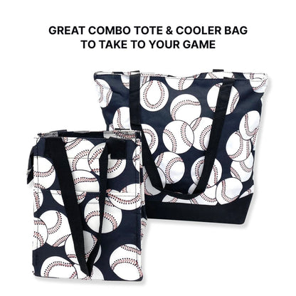 Empire Cove 2 Piece Gift Set Baseball Large Tote Bag Insulated Lunch Bag Cooler-Casaba Shop