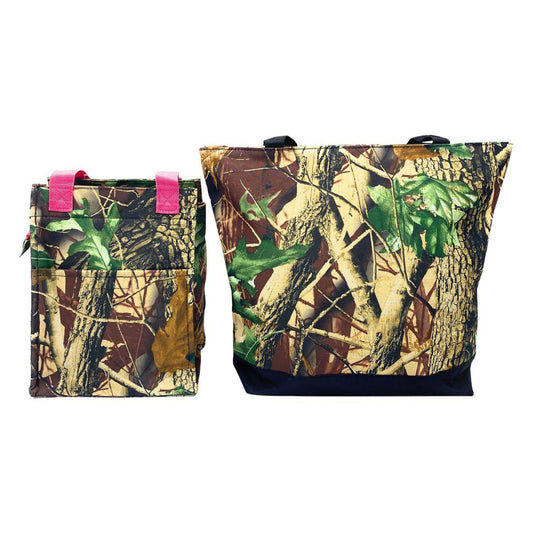 Empire Cove 2 Piece Gift Set Camouflage Large Tote Bag Insulated Lunch Bag Cooler 