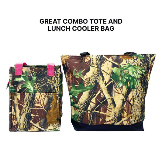 Mouseover Image, Empire Cove 2 Piece Gift Set Camouflage Large Tote Bag Insulated Lunch Bag Cooler 