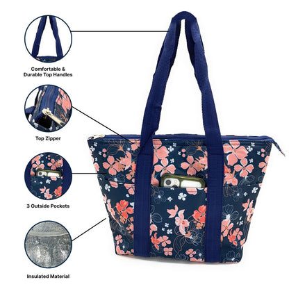 Empire Cove 2 Piece Gift Set Floral Large Tote Bag Insulated Lunch Bag Cooler-Casaba Shop