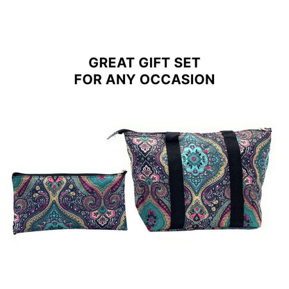 Empire Cove Womens 2 Piece Gift Set Paisley Insulated Lunch Bag Cooler Cosmetic Bag-Casaba Shop