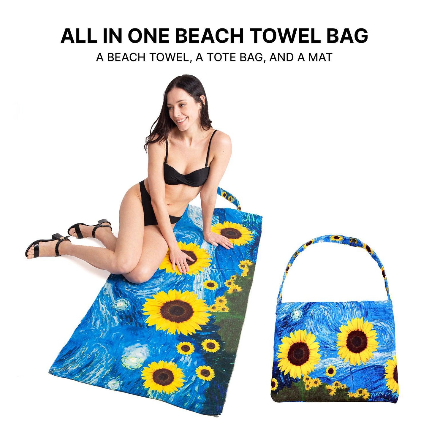 Empire Cove 2 in 1 Convertible Beach Towel Tote Bag Shoulder Bag Pool Swim 