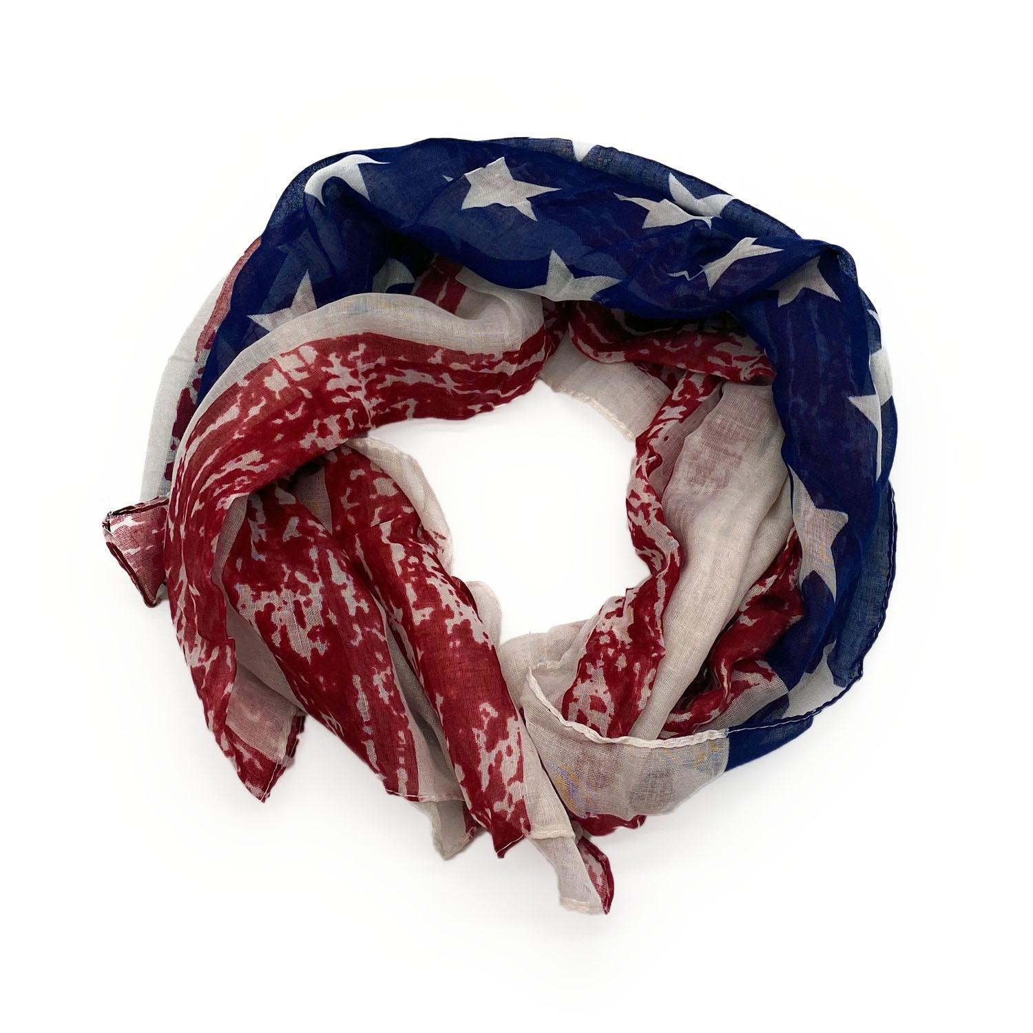 Empire Cove Patriotic USA American Flag Long Scarf Red White Scarves Shawls Wraps