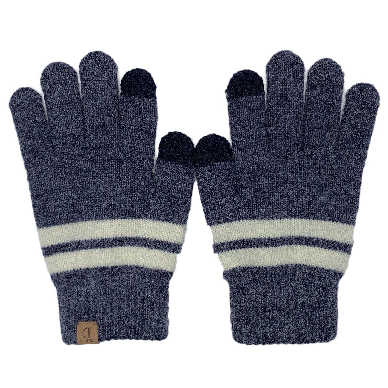 Empire Cove Winter Set Knit Striped Beanie and Touch Screen Gloves Gift Set-Beanies-Empire Cove-Black-Casaba Shop