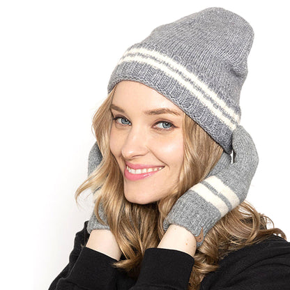 Empire Cove Winter Set Knit Striped Beanie and Touch Screen Gloves Gift Set-Beanies-Empire Cove-Black-Casaba Shop