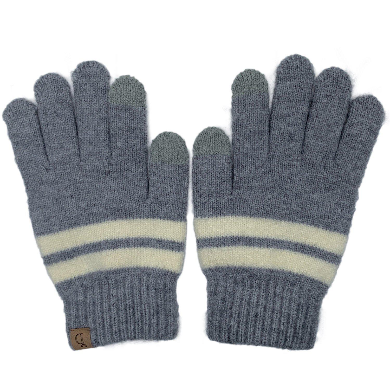 Empire Cove Winter Set Knit Striped Beanie and Touch Screen Gloves Gift Set-Beanies-Empire Cove-Black-Casaba Shop