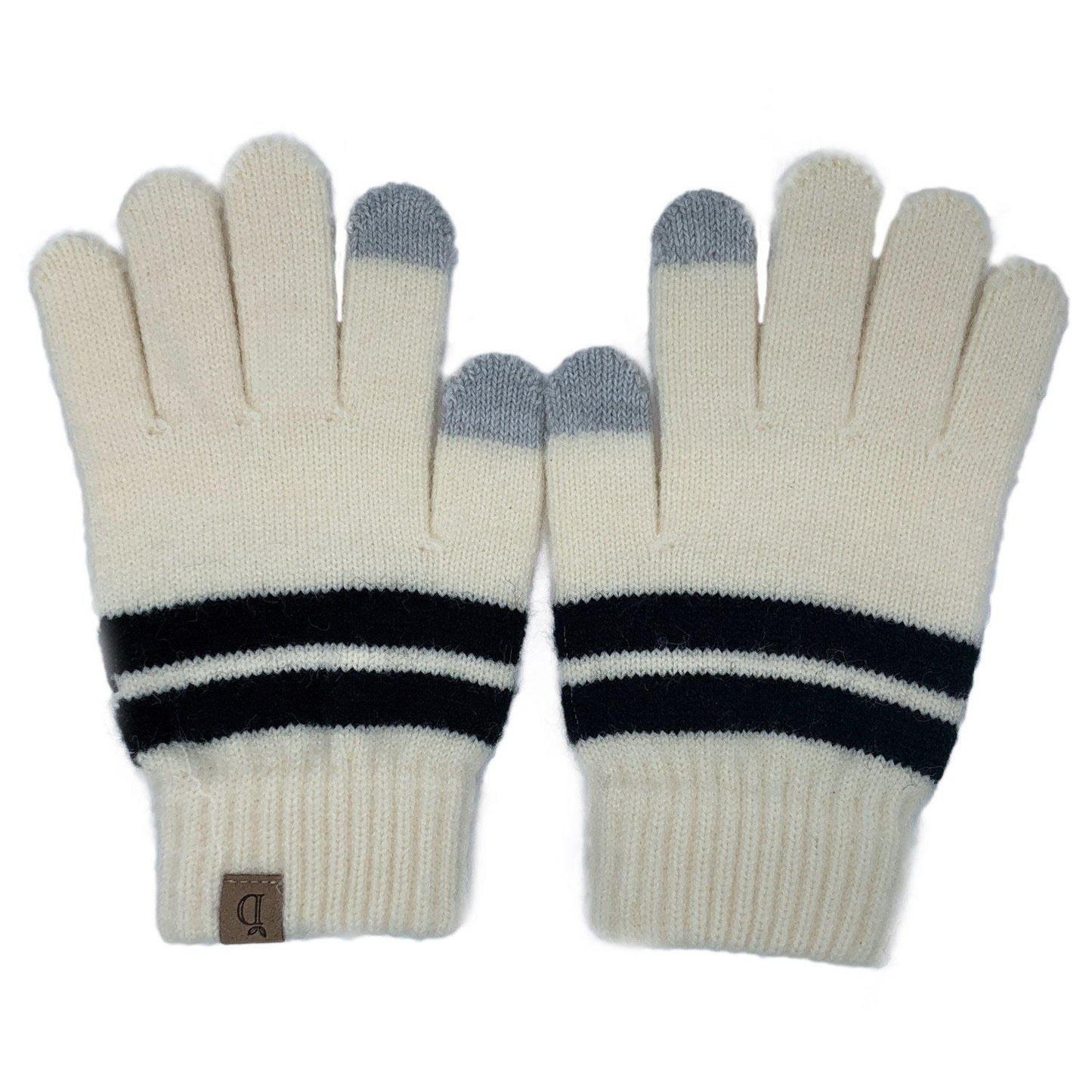 Empire Cove Winter Set Knit Striped Beanie and Touch Screen Gloves Gift Set-Beanies-Empire Cove-Black-Casaba Shop