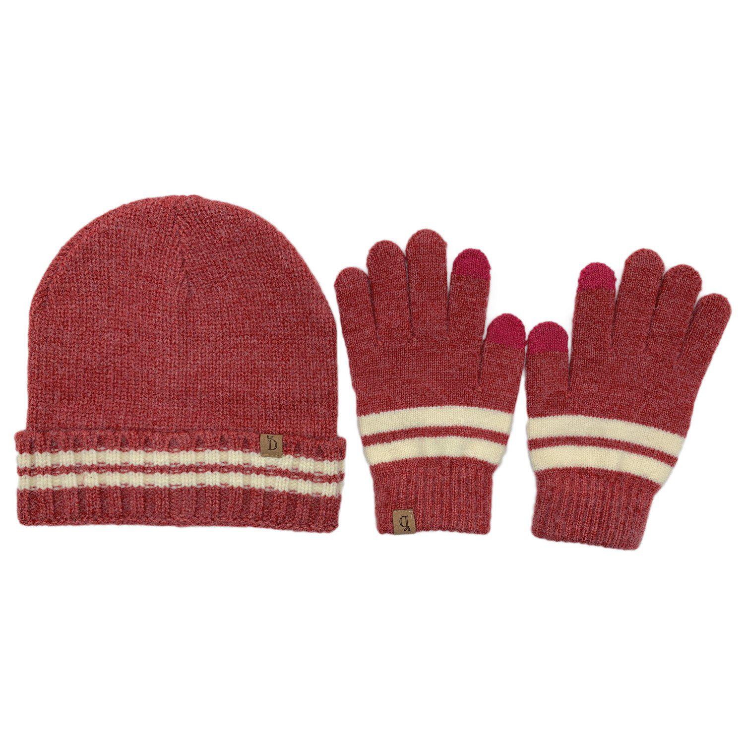 Empire Cove Winter Set Knit Striped Beanie and Touch Screen Gloves Gift Set-Hat/gloves-Empire Cove-Grey-Casaba Shop