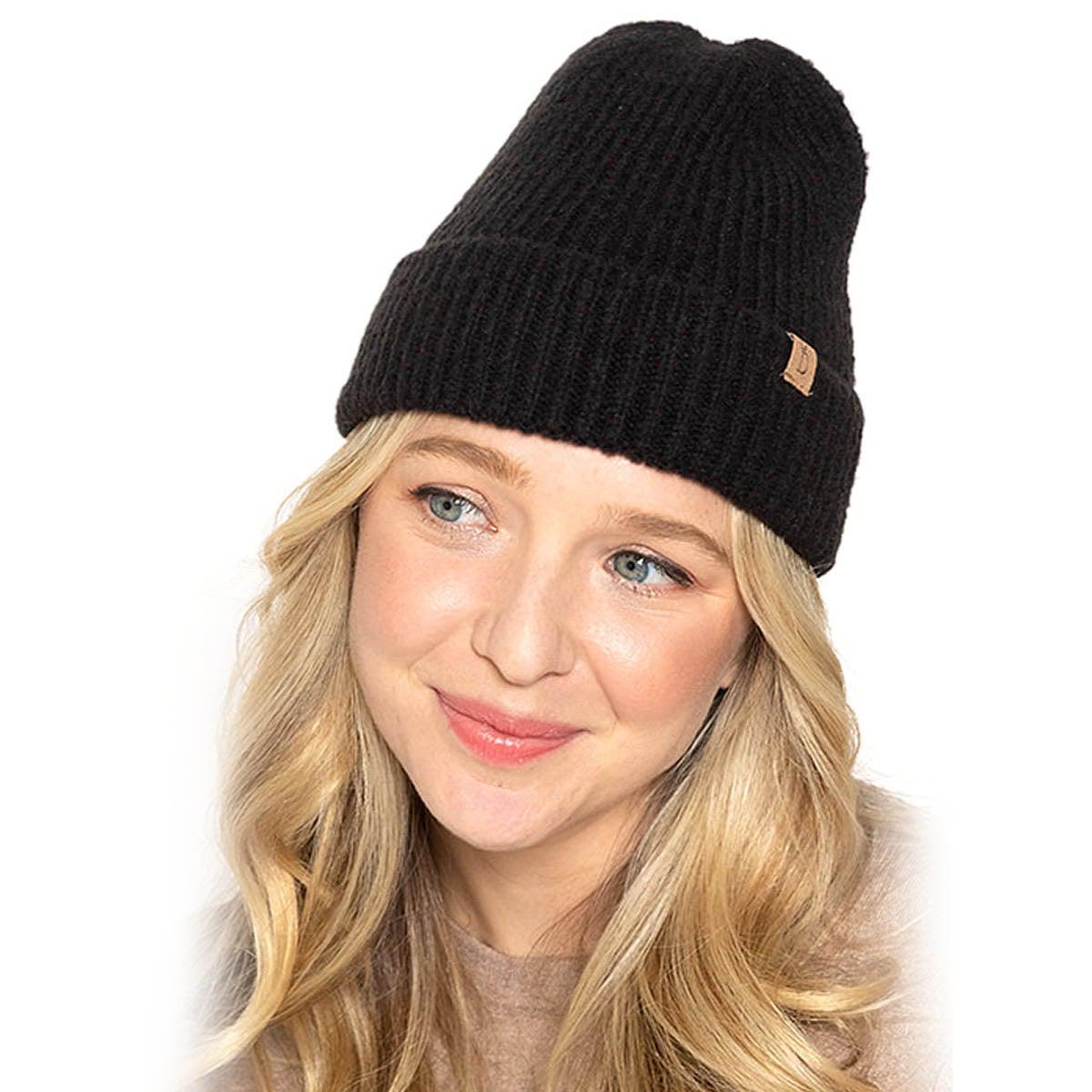 Empire Cove Womens Ribbed Knit Cuff Beanie-UNCATEGORIZED-Empire Cove-Beige-Casaba Shop