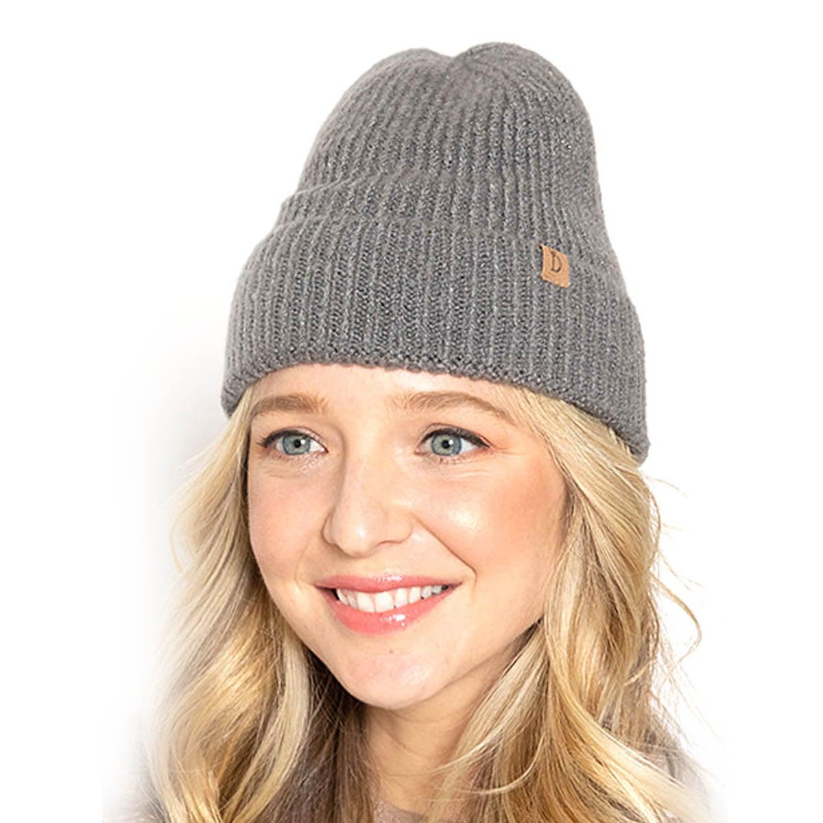 Empire Cove Womens Ribbed Knit Cuff Beanie-UNCATEGORIZED-Empire Cove-Taupe-Casaba Shop