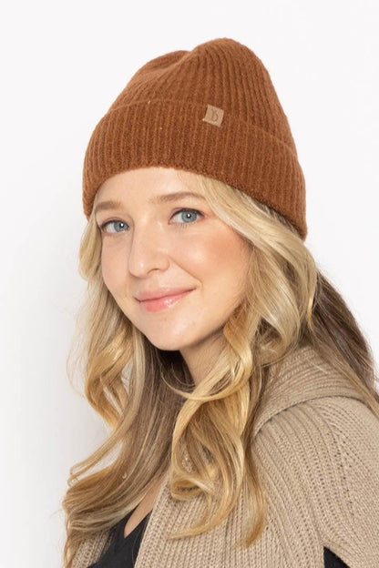 Empire Cove Womens Ribbed Knit Cuff Beanie-UNCATEGORIZED-Empire Cove-Rust-Casaba Shop