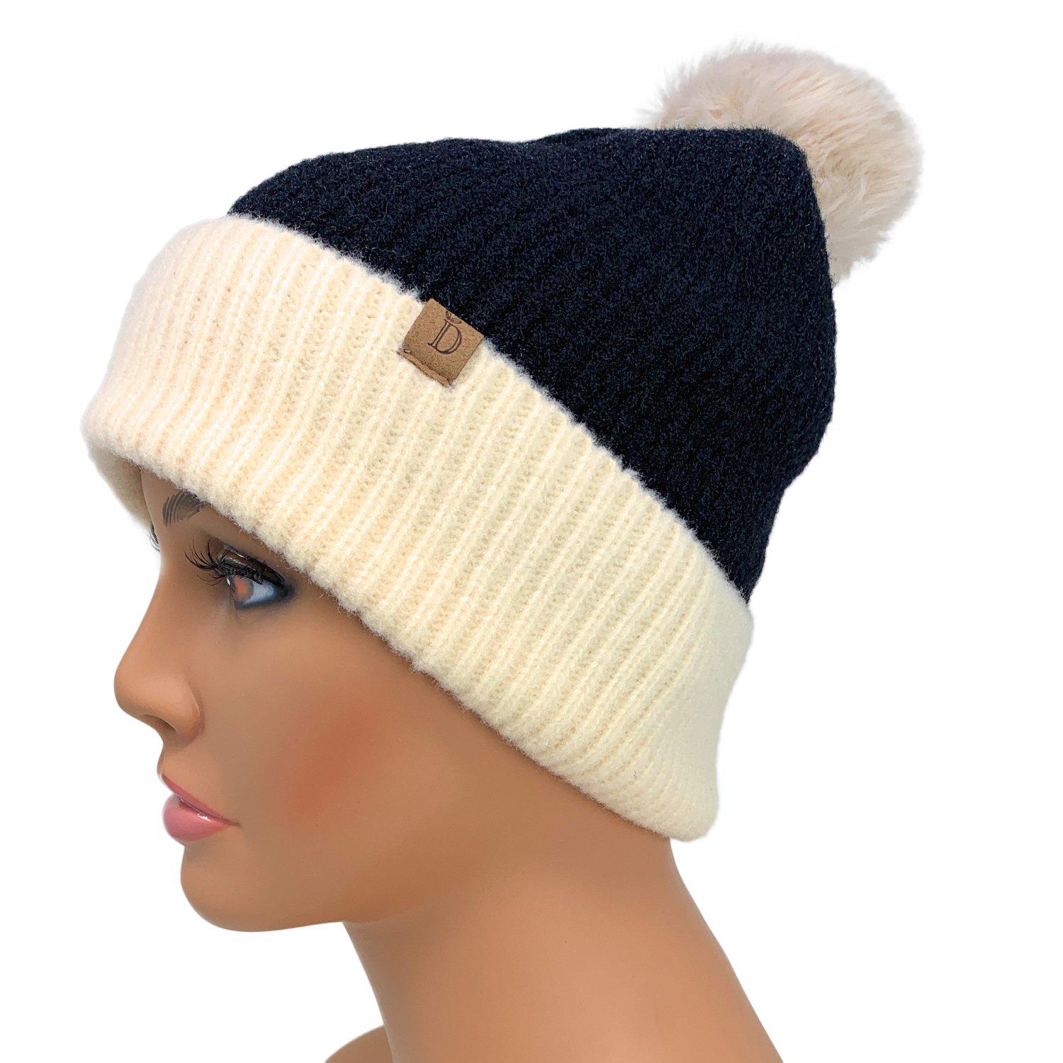 Empire Cove Winter Ribbed Knit Beanie with Faux Fur Pom Pom Hats Gifts for Her-Beanies-Empire Cove-Rust-Casaba Shop