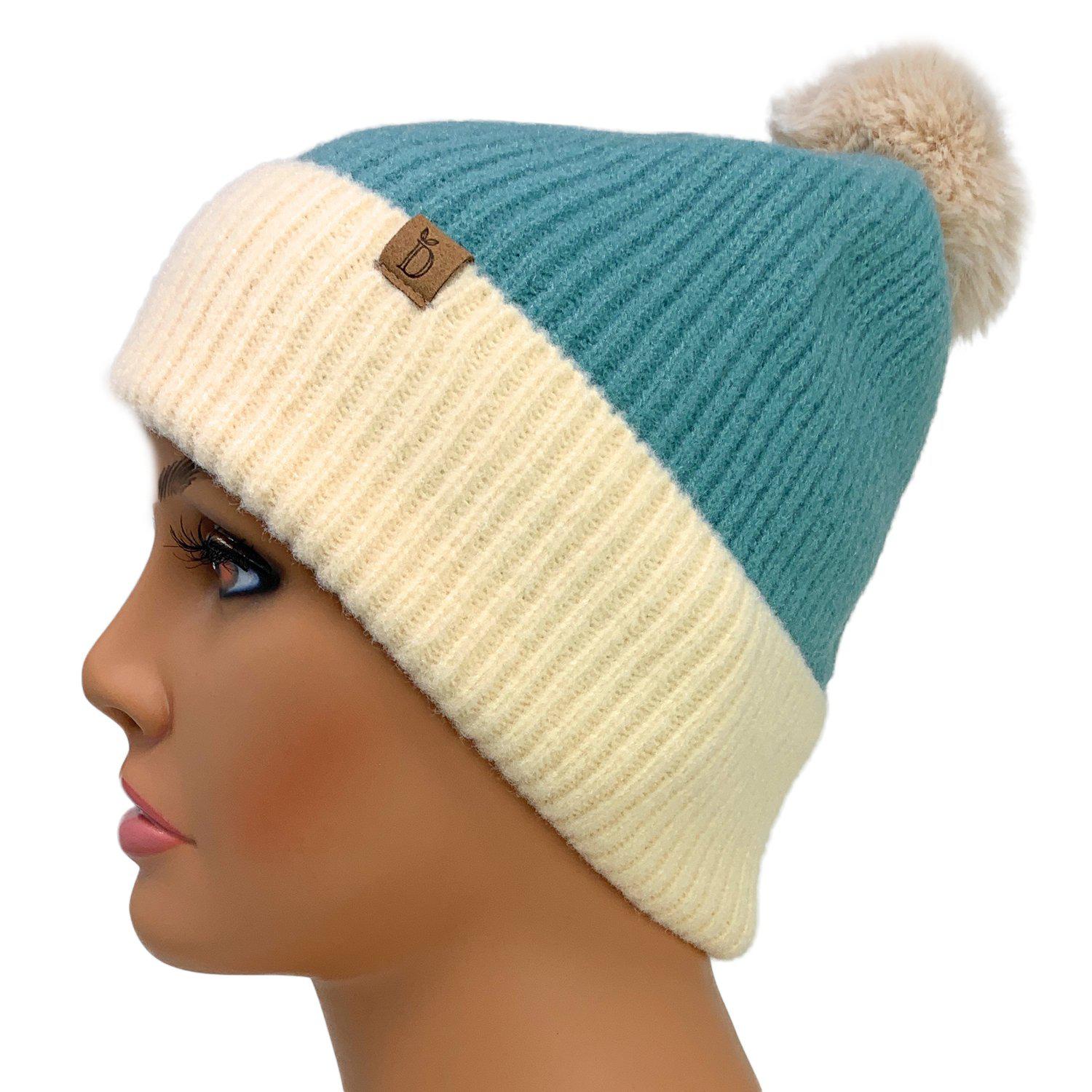 Empire Cove Winter Ribbed Knit Beanie with Faux Fur Pom Pom Hats Gifts for Her-Beanies-Empire Cove-Mustard-Casaba Shop