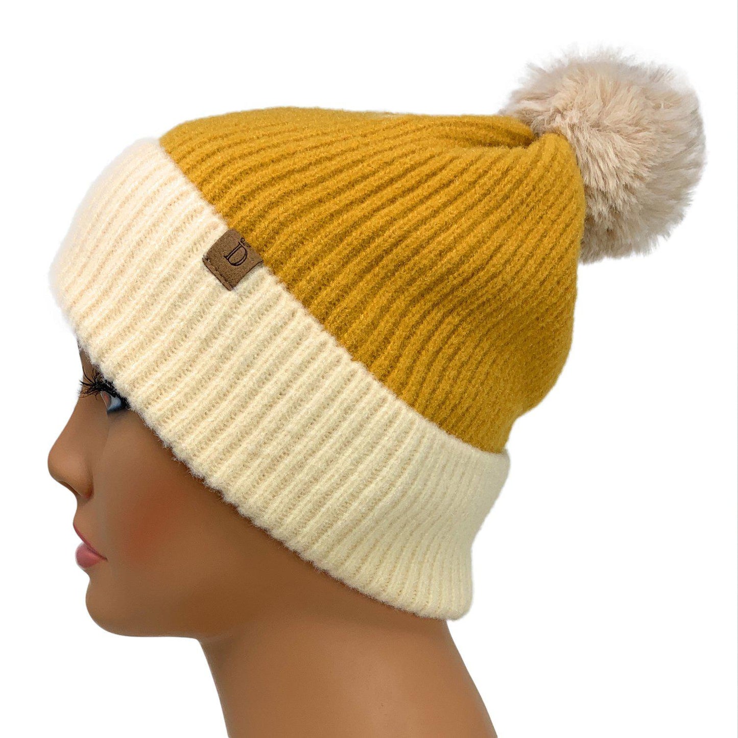 Empire Cove Winter Ribbed Knit Beanie with Faux Fur Pom Pom Hats Gifts for Her-Beanies-Empire Cove-Rust-Casaba Shop
