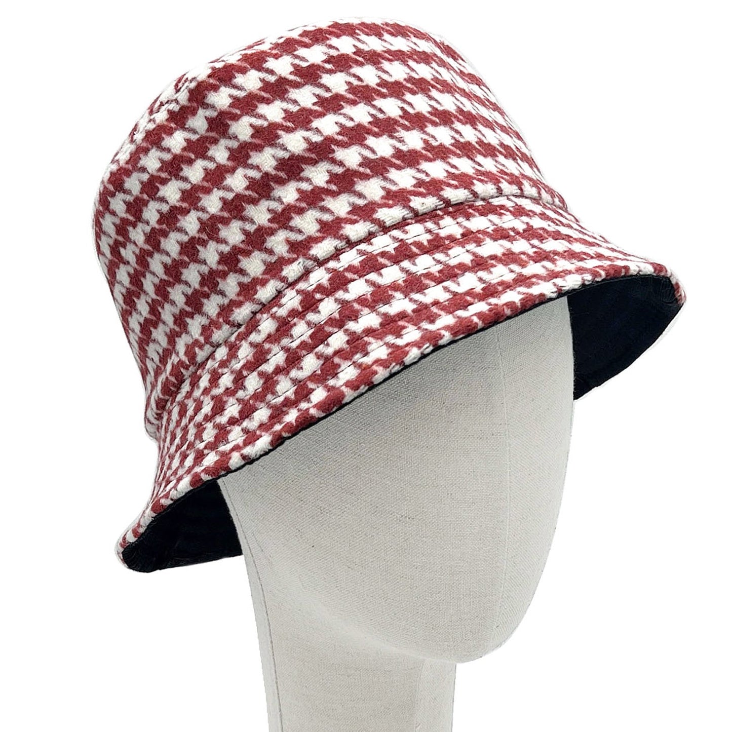 Empire Cove Womens Houndstooth Print Bucket Hat Fishermans-UNCATEGORIZED-Empire Cove-Beige-Casaba Shop