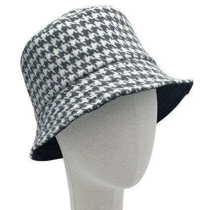 Empire Cove Womens Houndstooth Print Bucket Hat Fishermans-UNCATEGORIZED-Empire Cove-Beige-Casaba Shop