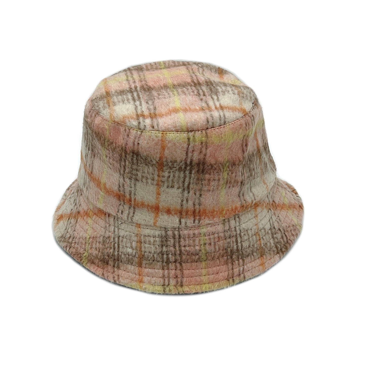 Empire Cove Womens Winter Cozy Plaid Fitted Bucket Hat Brown Pink Warm-Campus-Wardrobe