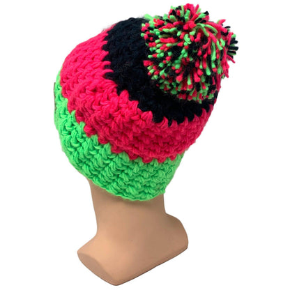 Empire Cove Winter Tri-Color Knit Beanie with Pom Pom-UNCATEGORIZED-Empire Cove-Blue-Casaba Shop