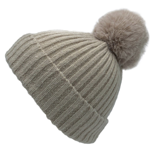 Empire Cove Winter Kids Boys Girls Cable Knit Cuff Beanie with Pom Pom-UNCATEGORIZED-Empire Cove-Beige-Casaba Shop