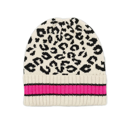 Empire Cove Winter Set Knit Leopard Striped Beanie and Touch Screen Gloves Gift Set-Hat/gloves-Empire Cove-Beige-Casaba Shop