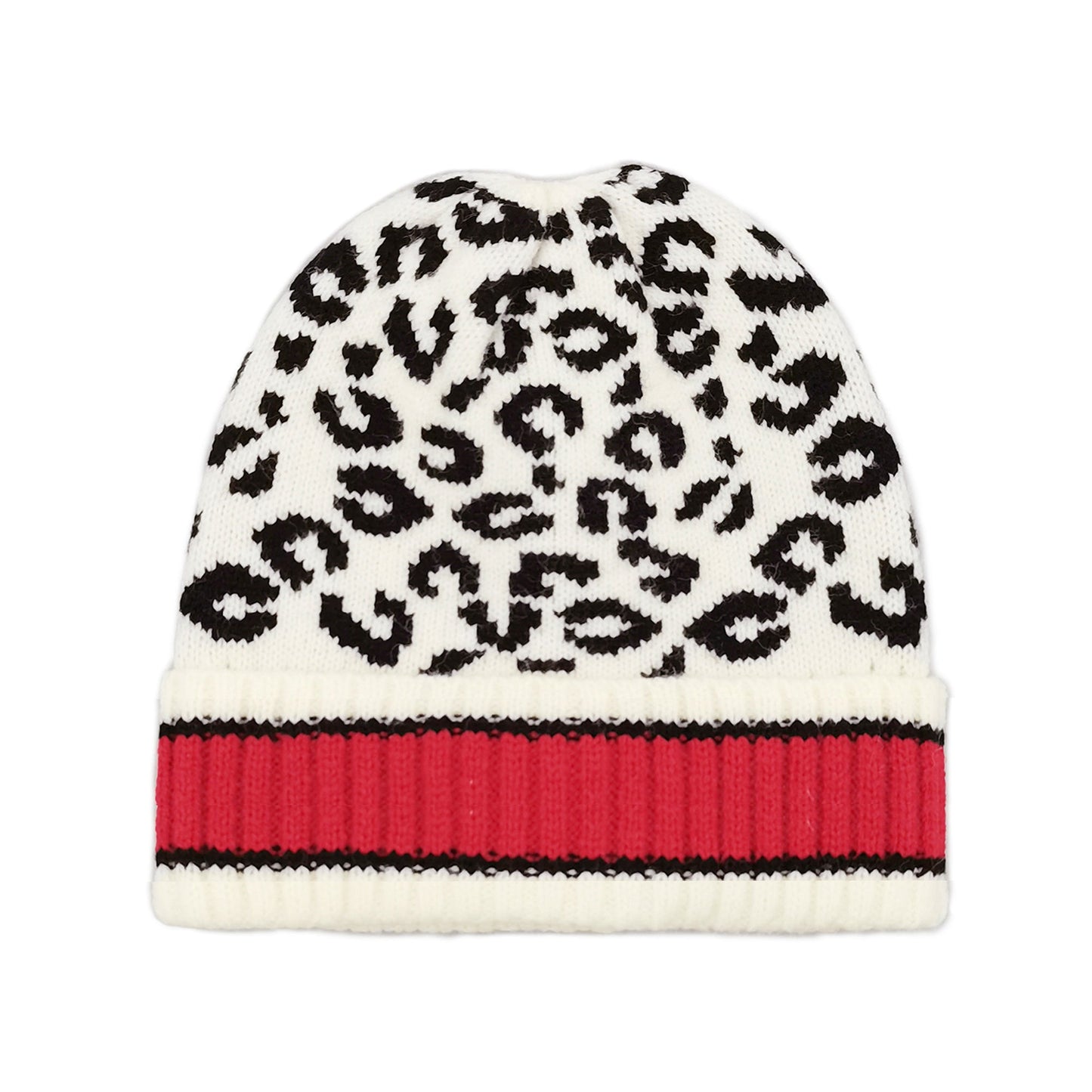 Empire Cove Winter Knit Leopard Striped Beanie-UNCATEGORIZED-Empire Cove-Black-Casaba Shop