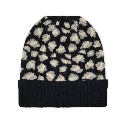 Empire Cove Winter Knit Ribbed Leopard Cuff Beanie-UNCATEGORIZED-Empire Cove-Black-Casaba Shop