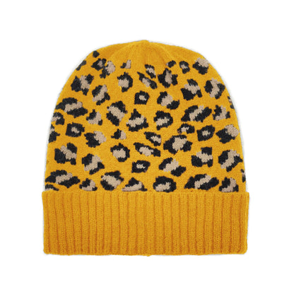 Empire Cove Winter Knit Ribbed Leopard Cuff Beanie-UNCATEGORIZED-Empire Cove-Black-Casaba Shop